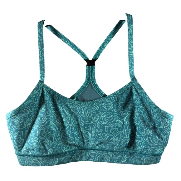 lululemon athletica Other - 326 | Lululemon Flow Y Bra Womens 8 Light Support Yoga Sports Bra Teal Print